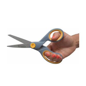 Westcott 13529 8-Inch Straight Titanium Scissors For Office and Home,Yellow/Gray